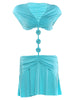 Hollow Design Mini Dress Woman Sexy V-Neck Buckles Patchwork Waistless Girls Elegant Chic Street Bodycon