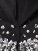 Temperament Spliced Diamonds Dress For Women Lapel Long Sleeve High Waist Patchwork Sequins Chic Dresses Female