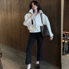 Retro Crocodile Pattern Short Women's Leather Jacket High Collar Zipper Loose Long Sleeve Jackets Lady Street Daily Wear