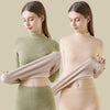 Women's Cashmere Silk Thermal Underwear Thermal Tops Warm Pants Thickened Solid Color Half Turtleneck Long Sleeve Winter Clothes