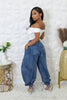 Women Streetwear Drawstring Fly Denim Pants Autumn Loose Safari Style Cargo Harem Hip Hop Jeans