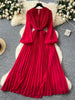 Spring Autumn Elegant Dress for Women French Mushroom Edge Crimping Loose Chiffon Long Sleeve Long Dress C141