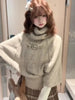 Cute twist knitted pullover cape sweater for women autumn and winter loose and thick high-neck design youthful mid-sleeved top
