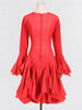 Women's Irregular Pleated Patchwork Long Flare Sleeve Waist Cinching Midi Dresses Female Clothing