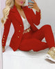 Casual Solid Suit Coat Pants Set Office Lady Autumn Elegant Long Sleeve Top Trousers Two Piece Set Women Outfit
