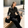 Floral Print Fitted Short Jacket Women Casual Stand Collar Long Sleeves Button Outerwear Lady Autumn Party Daily Coat