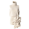 Three Piece Set For Women Lapel Long Sleeve Coat High Neck Vest Spliced Ruffles Skirt Chic Sets Female