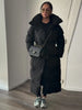 Winter Warm Stand Neck Long Lace Up Down Jackets Women Solid Ruff Soft Waist-cinching Coat Female Winter Chic Jackets