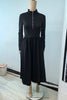 Black Long Dresses for Women Korean Simple High Waist Zipper-Up Turtleneck A-Line Dress Ladies French Style High Street Vestidos