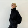 Women Stand Collar Spring Woolen Coats Single Breasted Loose Female Long Sleeve Jacket Office Lady Street Short Coat