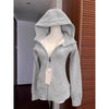 Streetwear Black Hoodie Coat Women's Clothing Hooded Zipper Slim Fit Y2k Jackets Casual Sweatshirts Tops Ropa Mujer