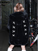 Autumn Oversized Sweet Cute Soft Purple Black Faux Fur Coat Women with Bunny Ears Kawaii Loose Fluffy Jacket Hoodie