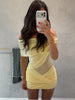 Sexy Multi-Layer Dress Women Sexy Patchwork Mesh Cross Party Peach Hip Chic Clubwear Birthday Vacation Mini Bodycon