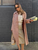 Women Red Plaid Long Trench Coat Casual Lapel Single Breasted Full Sleeve Windbreaker Jacket Y2k Autumn Lady Streetwear