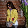 Retro Reversible Quilted Padded Jacket Women Color Block Print Pocket Button Coat Autumn Winter Lady Outerwear