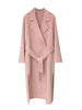 Pink Double Sided Cashmere Coat Women's Mid Length Autumn Winter High End Split Belt Coats Streetwear 2DA7712