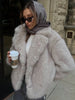 Autumn Winter Faux Fur Coat For Women Elegant Solid Button Long Sleeve Jacket Female Streetwear Warm Outerwear