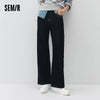 Women Jeans Fleece Lined Wide Leg Washed Finish Warm Insulation Soft Touch Winter Everyday Style Full Length