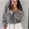 Plaid Short Trench Coat Women Lapel Collar Double Breasted Belted Waist Long Sleeve Loose Jacket Autumn Casual Chic Coats