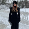 Elegant Waist Cinching Woolen Coats Autumn Winter Lady Single-breasted Lapel Long Overcoat Women's High Street Outwear