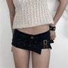 Punk Style Metal Buckle Ultrashort Pants Mall Goth Low Waist Skinny Shorts Cyber Y2K Streetwear Women Alt Pants