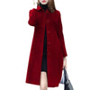 Women Woolen Blend Trench Coats Cold Winter Thicken Turn Down Collar Long Sleeve Overcoats Outwear SMSM-LLG5641