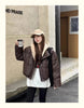 Hooded Short Parkas Women Black Patchwork Puffer Jacket Winter Streetwear Down Coats Korean Cotton Padded Outerwears