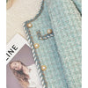 Blue Short Quilted Shoulder Pad Jacket Women's Style Korean Name Brand Autumn