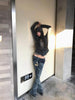 Women Y2K Low Rise Flare Jeans Vintage Washed Cross Patch Distressed Grunge Slim Bootcut Denim Pants Streetwear