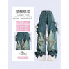 Women Blue Cargo Jeans Baggy Vintage 90s Aesthetic High Waist Cowboy Pants Harajuku Denim Trousers Y2k Trashy 2000s Clothes