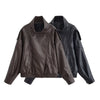 Autumn Women Turtleneck Faux Leather Jacket Vintage Long Sleeve Zipper Motorcycle Jackets Female Streetwear Chic Coat