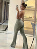 Slim High Waist Capris Sexy Bell Bottom Flare Tights Solid Y2k Women Clothes E Girl Aesthetic Streetwear Woman Pants
