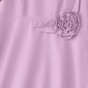 Elegant Chic Fabric Flower Womens Midi Dresses O-Neck Short Puff Sleeve Fitted Waist A-Line Dress S-3XL