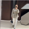 Causal Long Sleeved Grid Female Jacket Drawstring Tight Loose Women's Trench Collar Single Breasted Pocket Outerwear