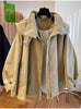 Autumn Trench Coat Woman with lining Casual All-Match Loose Long Sleeve Short Overcoat Windbreaker Women Outerwear