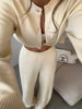 Women's Autumn Winter Knit Cardigan Pants Set Slim Fit Long Sleeve Long Trousers Simple Solid Color Sweater Suit