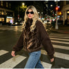 Solid Faux Fur Splicing Coats Women's Zipper Full Sleeves Stand Collar Jackets Ladies Autumn Winter Streetwear