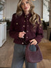 Women Soft Tweed Bomber Jacket O-Neck Long Sleeve Pockets Buttons Loose Woolen Coat Female Streetwear
