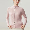 Autumn Women's Cardigan 100% Cashmere Knitted Sweater Chic Tops Female Causal Turtleneck Collar Loose Size Jacket Coat
