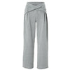 Women Plus Size Two Piece Set Daily Grey Casual Round Neck Casual High Street Waistcoat Pocket Pull-On Waist Two Piece Pant Sets
