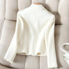 White Blazer Suit Collar Small Fragrance Jacket High-Quality Tweed Coat Short Black Wool Outerwear Female Tops