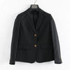 Preppy Style Slim Fit Solid Blazer Woman Double Button Turn-Down Collar Blazers Women Spring Autumn Basic Student JK Suit Coat