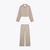 Casual Coat Pant Women Sets Urban Zippers Long Sleeve Jacket Zipper Pleated Straight Trousers Autumn Chic Lady Outfit