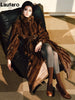 Spring Winter Long Soft Thick Warm Brown Faux Mink Fur Coat Women Elegant Chic Fluffy Overcoat