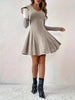 Women's V-Neck Knit Dress - Long Sleeve Swing Mini Dress, Elegant Bodycon Short Dress