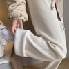 Autumn Winter Loose All-match Corduroy Pants Elastic Waist Solid Fleece Casual Straight Pants Vintage Women Clothing