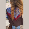 Women Bandana Print Blazer Jacket Triangle Scarf Tassel Fringe Back Loose Suit Coat Casual Office Lady Chic Jacket