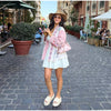 Chic Embroidery Pink Lace Up Woman Short Coat Casual Long Sleeves V Neck Jacket Autumn Lady Commuter Street Outerwear