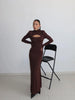 Sexy Sheath Women's Maxi Dresses Solid Turtleneck Regular Long Sleeves Hollow Out Slim Fit Bodycon Party Vestidos Robes