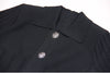 Sml Elastic Knitted Solid Color Flip Collar Button Back Zipper Large hem Pleated Casual Women's Dress